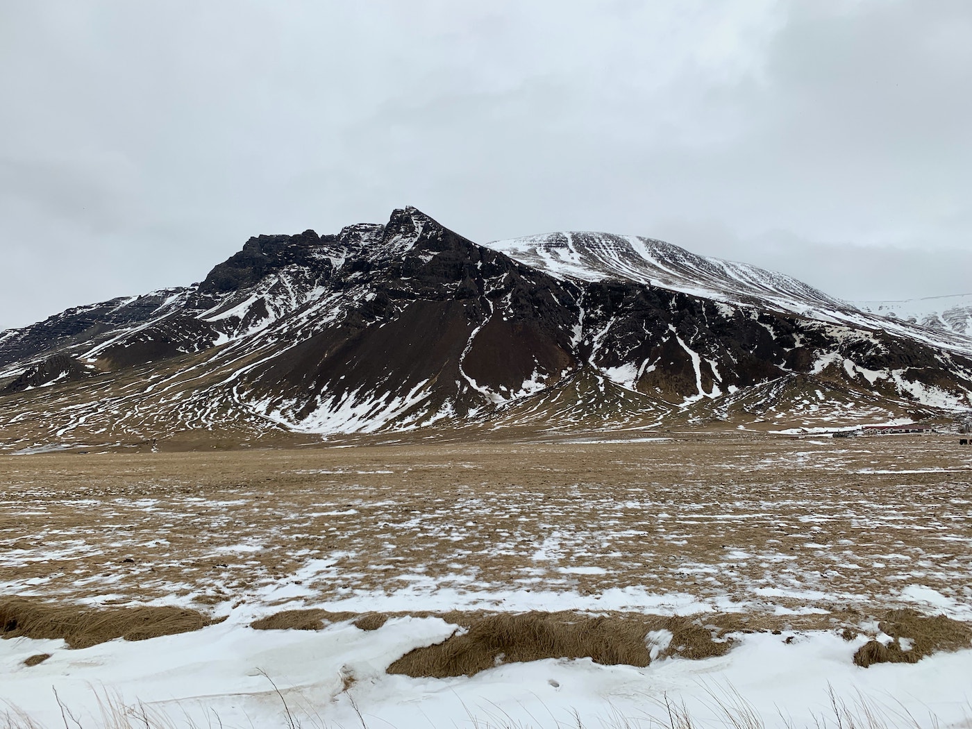 Mountains and valleys of snow-covered Iceland
